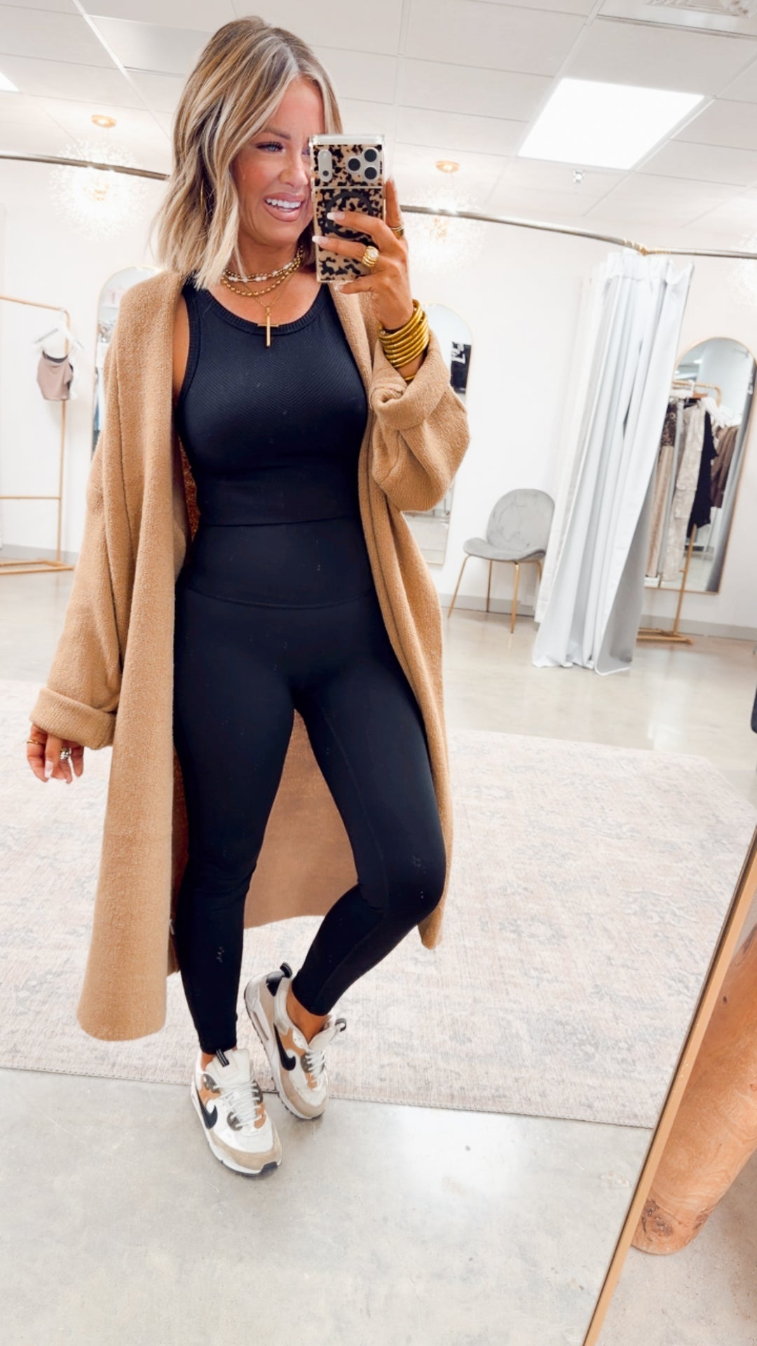 Longline Open Front Cardigan-Dk Taupe