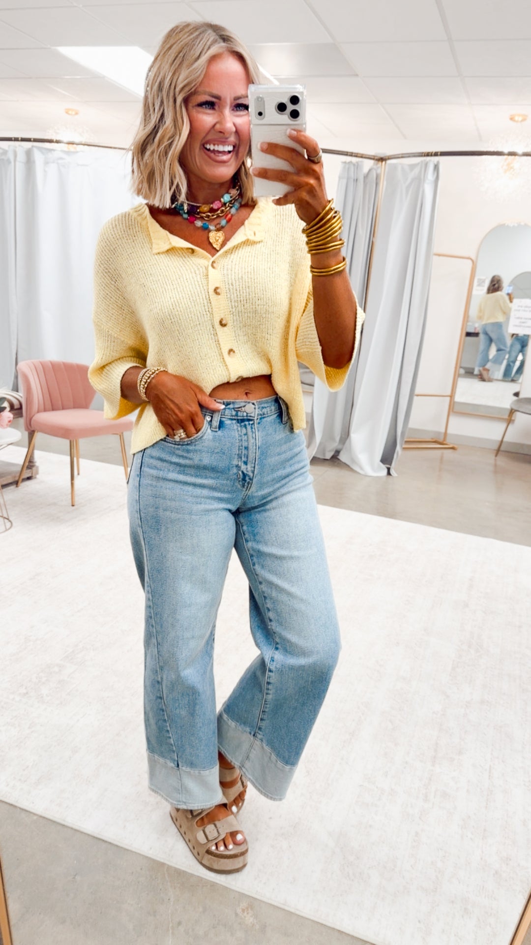 The Brandi Button Down Cardigan-Yellow