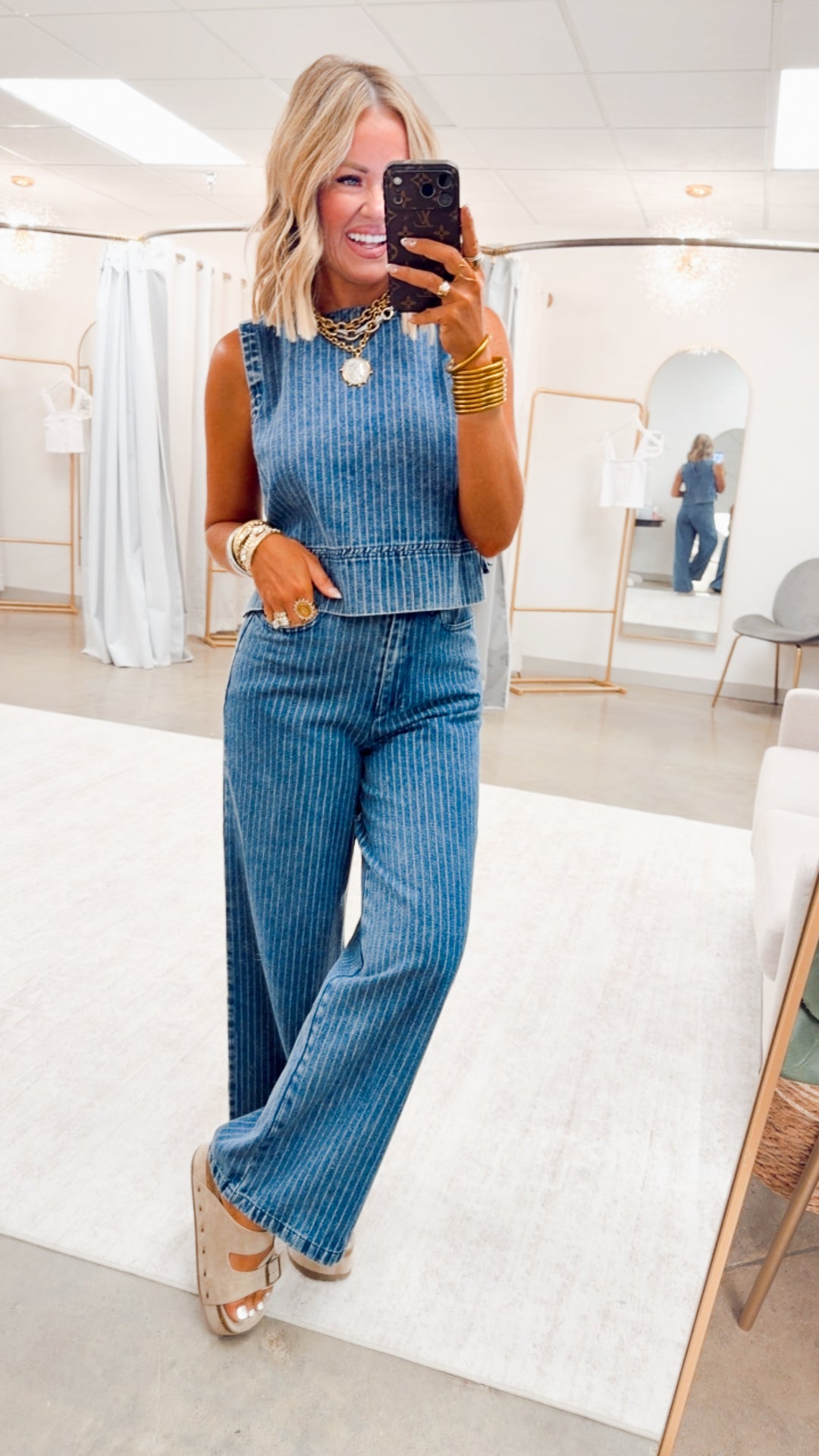 The Bayside Stripe Denim Set