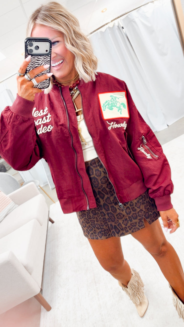 West League Bomber Jacket-Burgundy