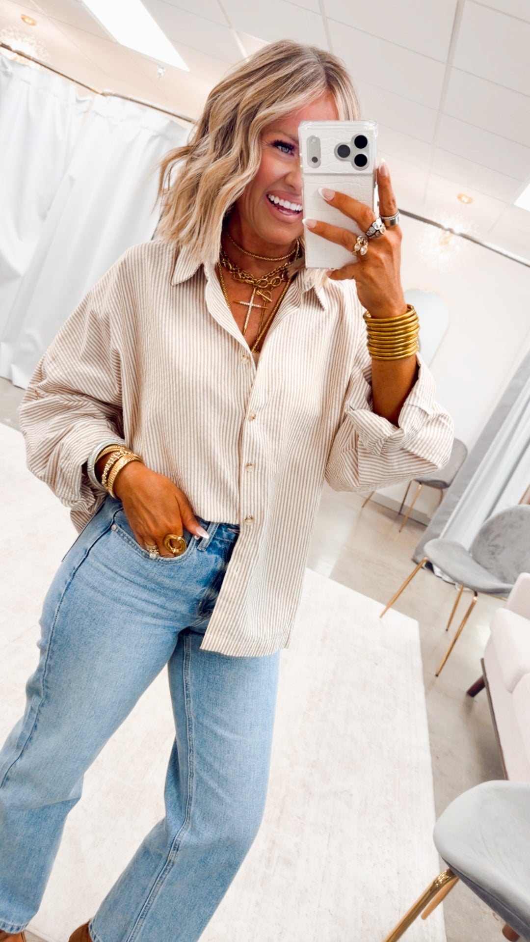 Dockside Button Down Shirt-Taupe