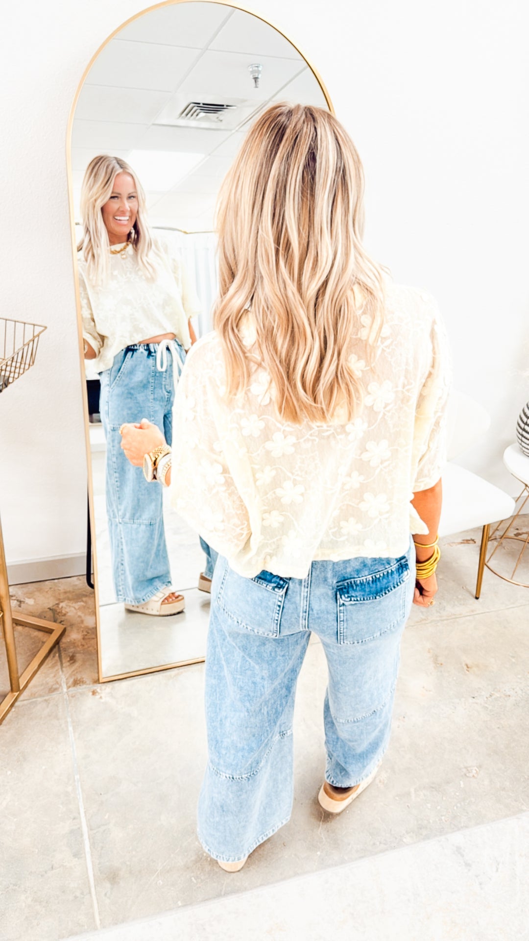 The Bloomette Mesh Top-Cream