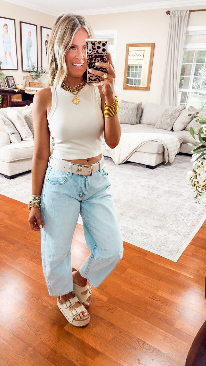 Oatmilk Classic Charm High Neck Tank