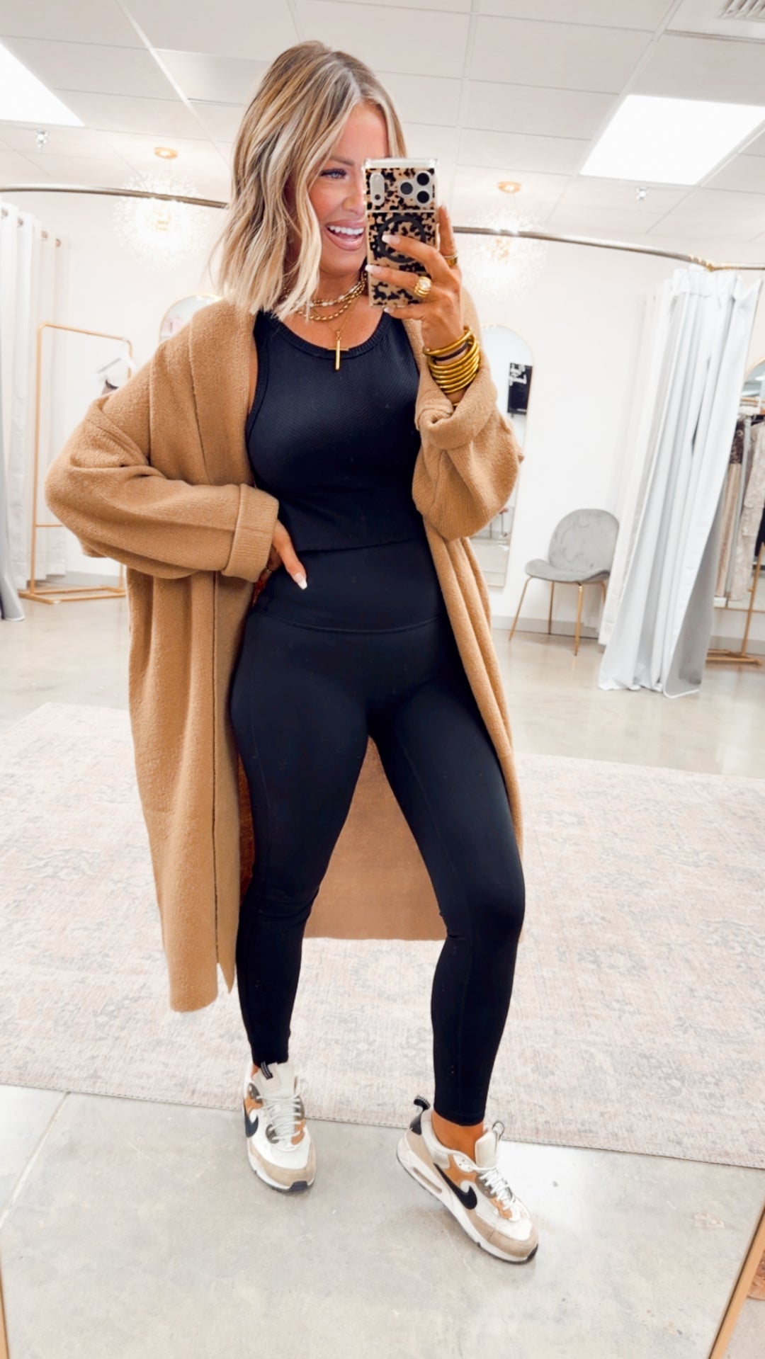 Longline Open Front Cardigan-Dk Taupe