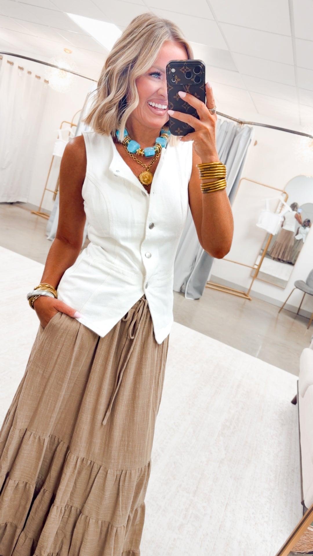 The Lace-Up Maxi Skirt-Rattan