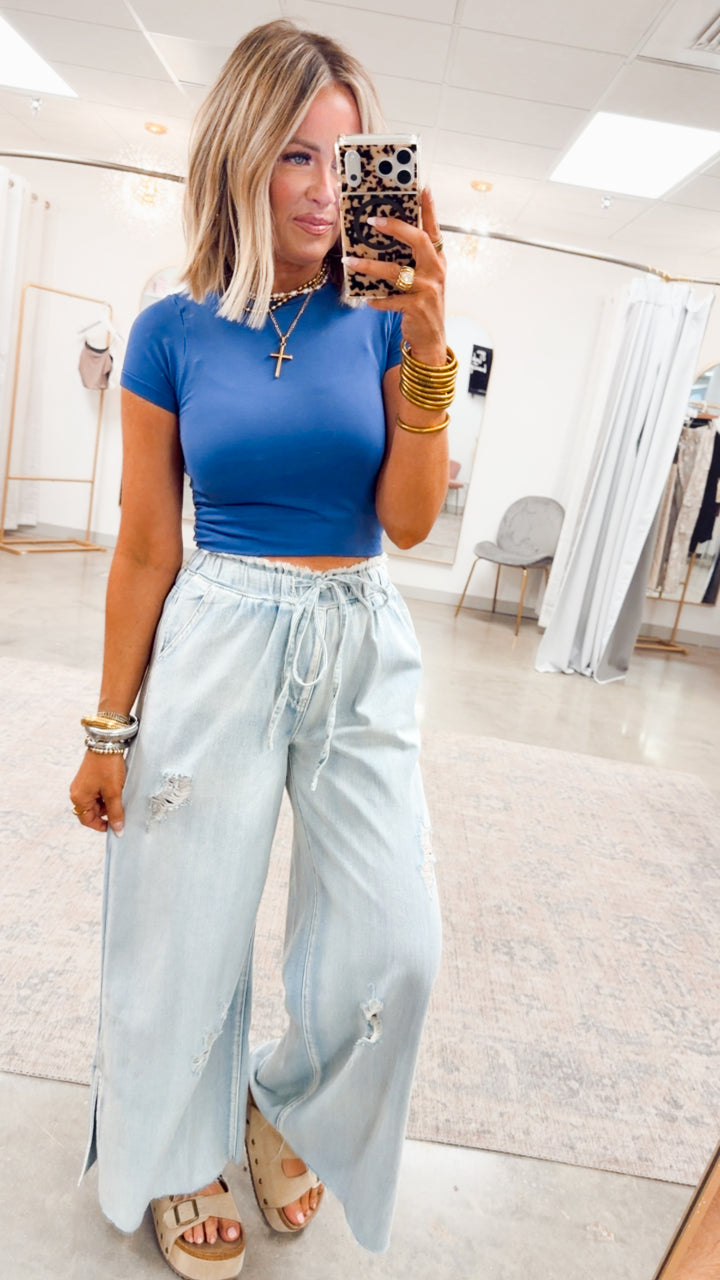 Seamless Crewneck Top-Marlin