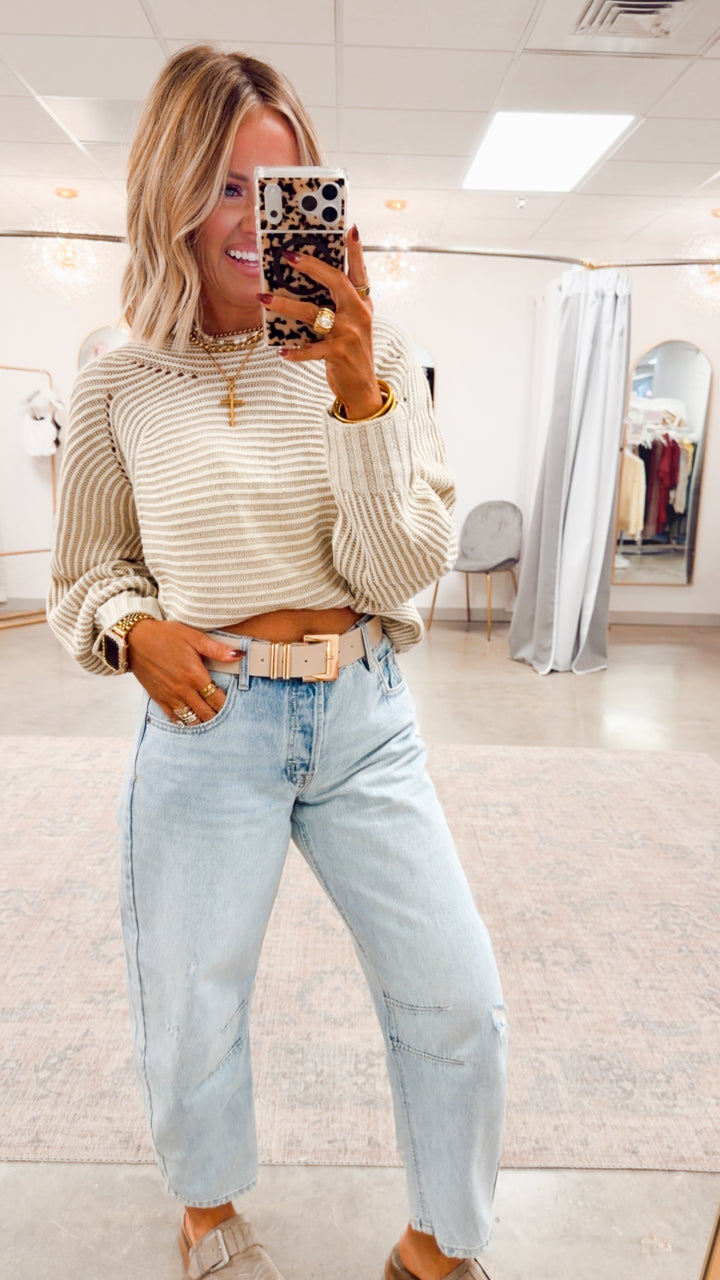 Tessa Ribbed Sweater-Cream