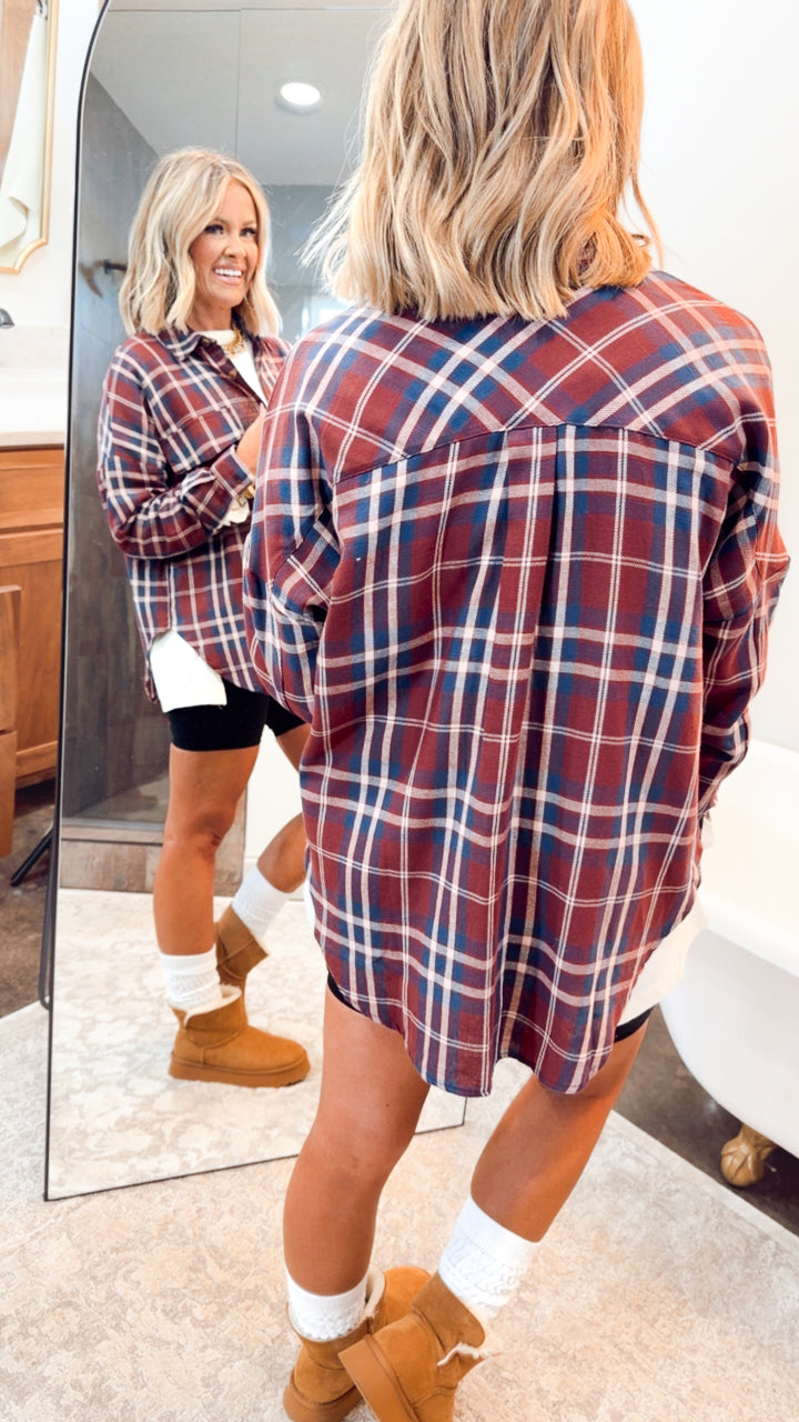 Bristol Plaid Flannel-Burgundy