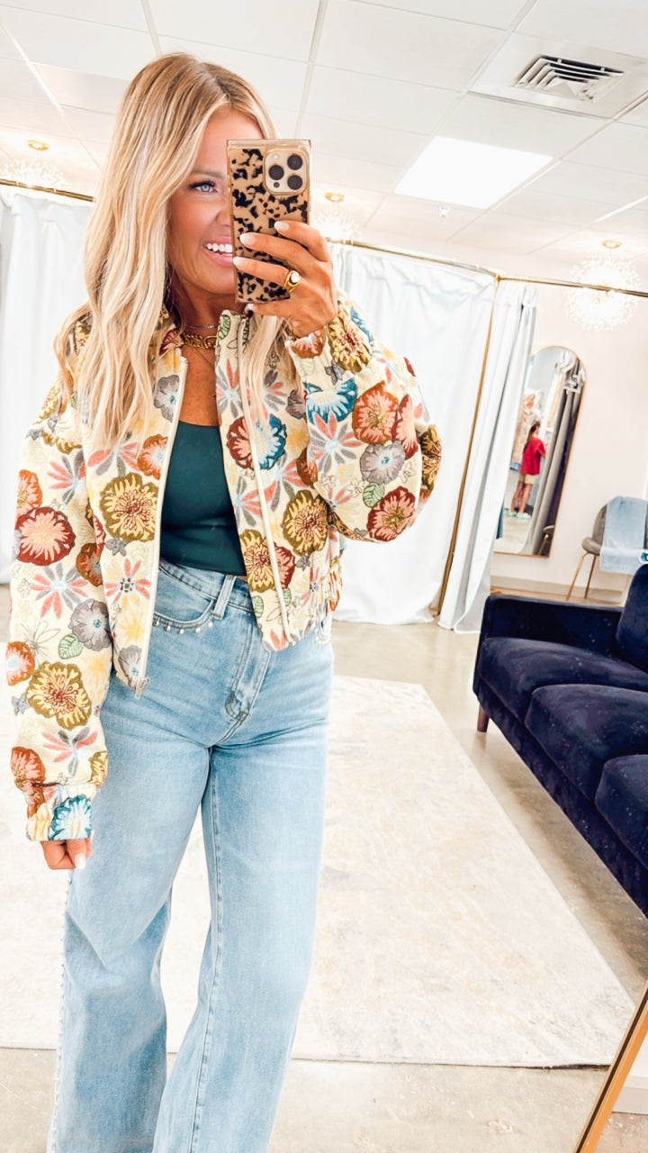 Vintage Vibes Cropped Floral Jacket