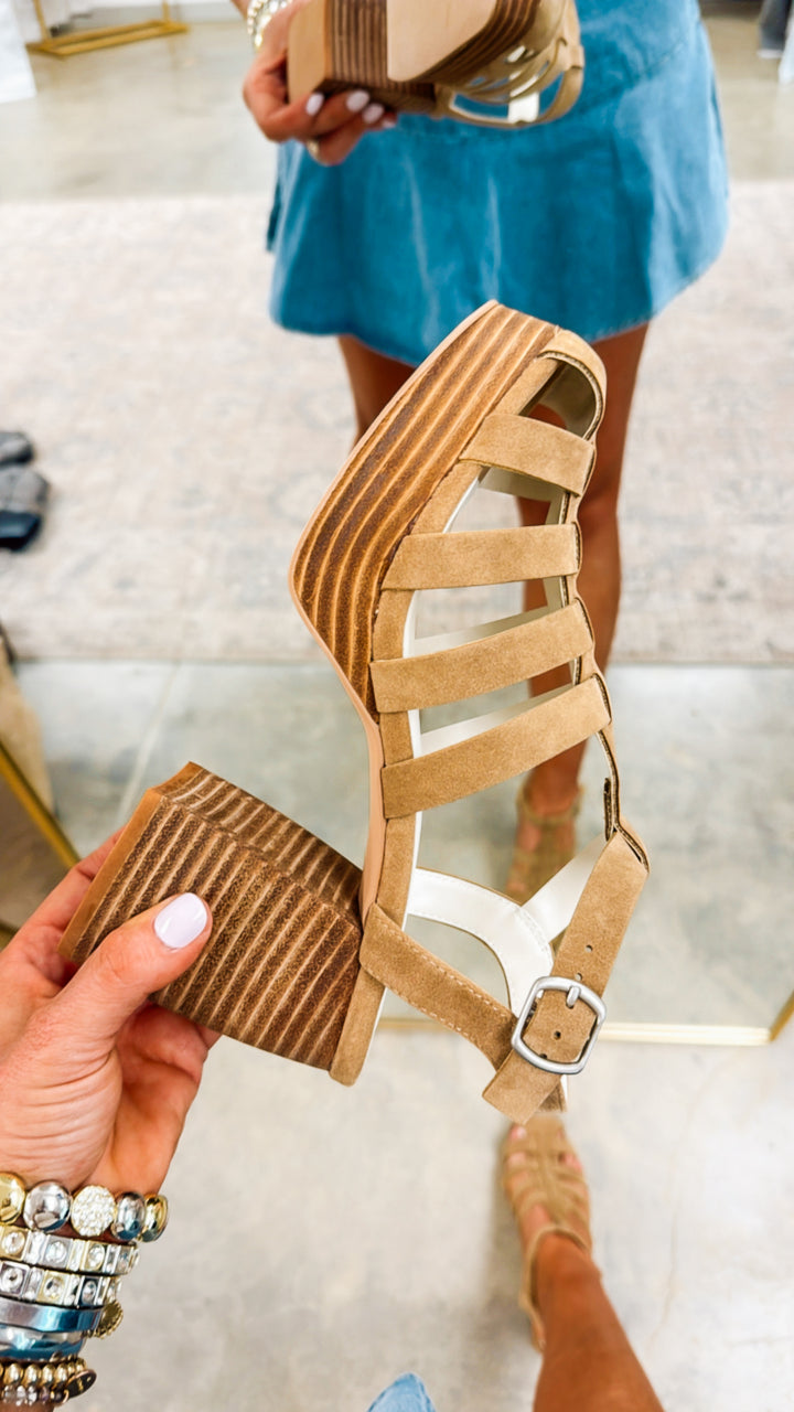 Hailee Gladiator Platform Heel-Khaki