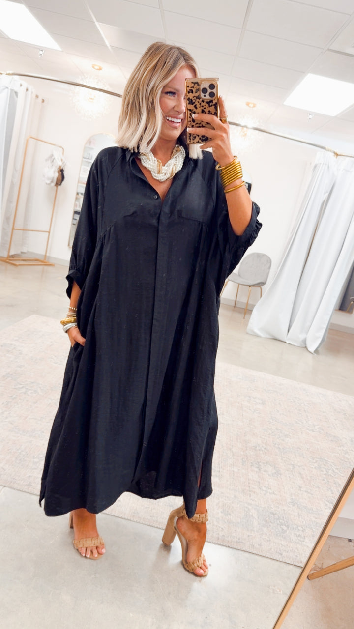 The Haven High-Low Shirt Dress-Black