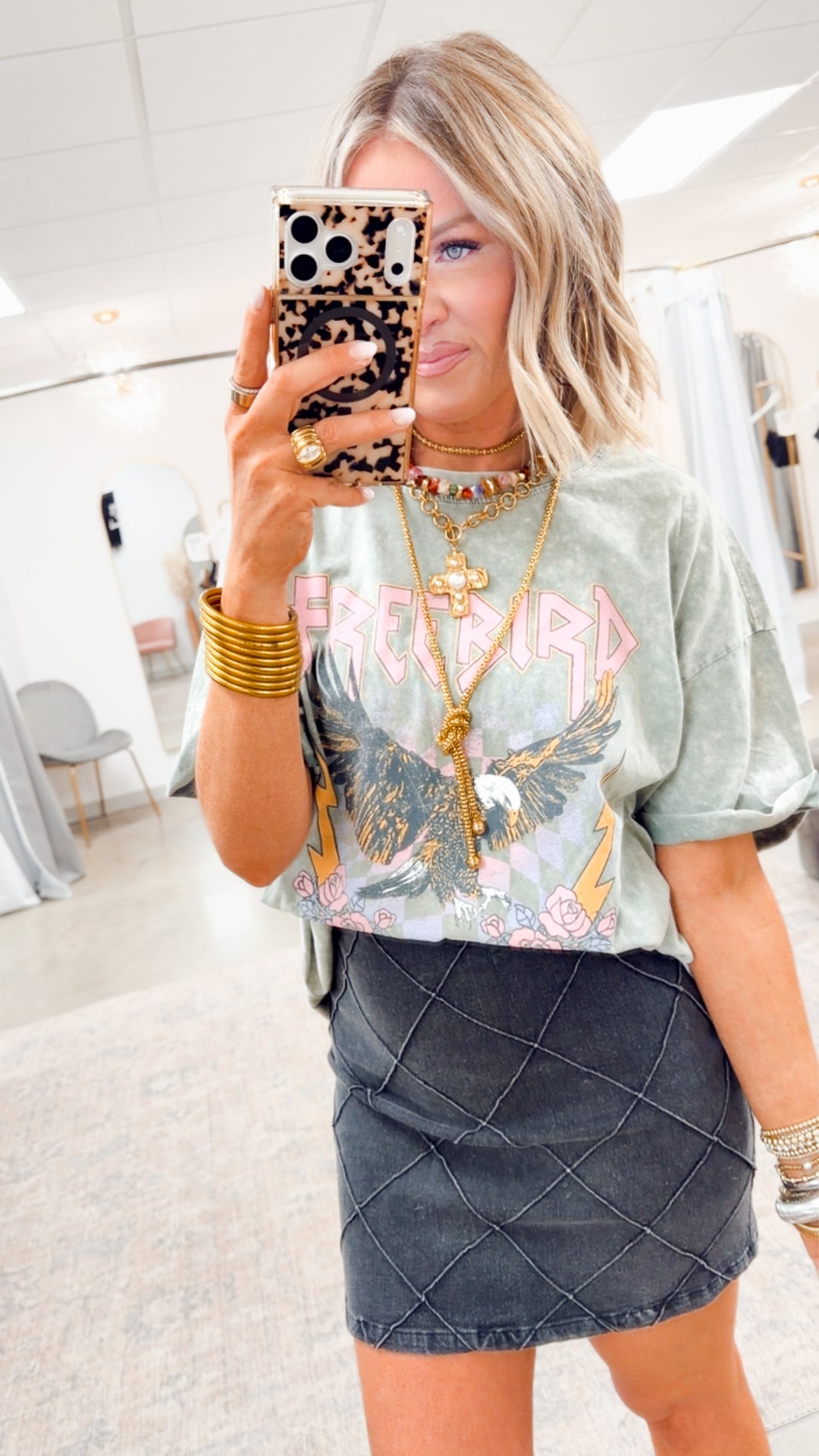 Willow Dust Mini Skirt-Charcoal Denim