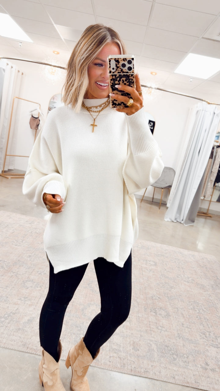 Ivory Chill Mock Neck Sweater