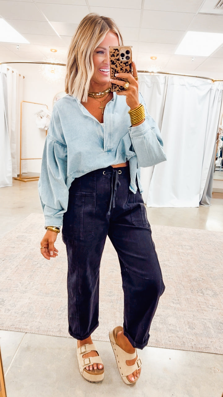 Avery Mineral Wash Denim Top