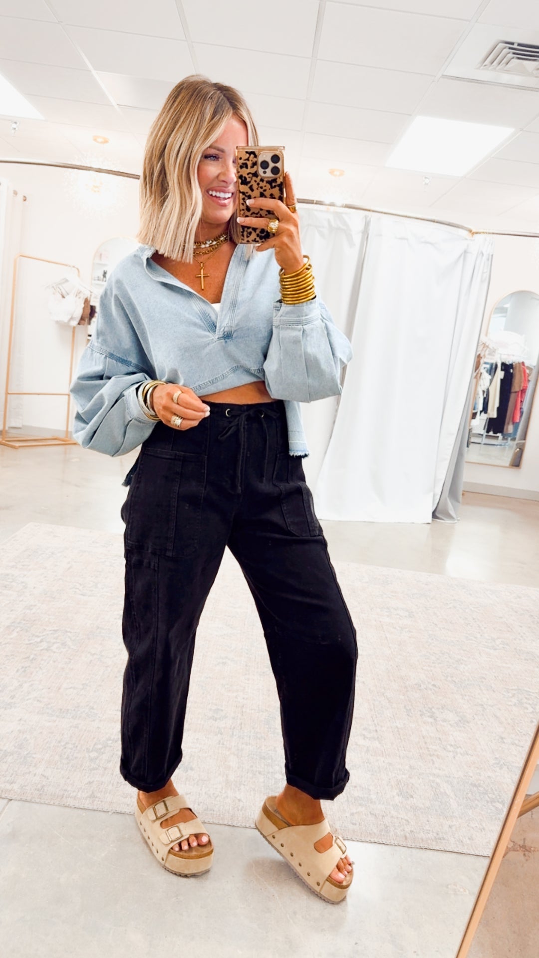 Avery Mineral Wash Denim Top