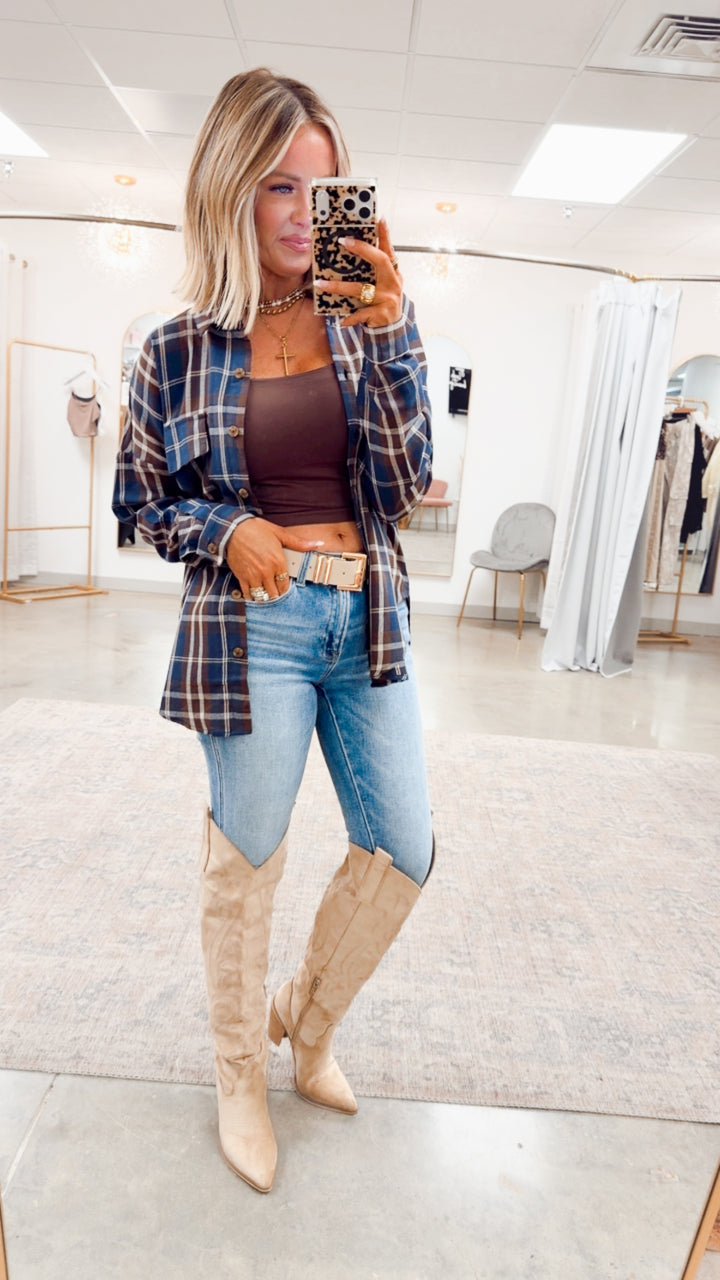 Bristol Plaid Flannel-Navy