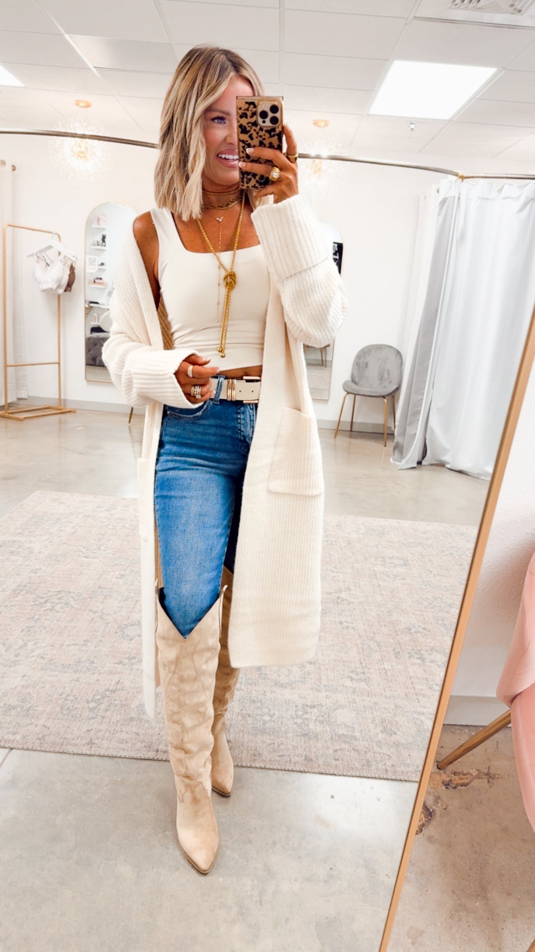 Ashby Longline Cardigan-Ecru