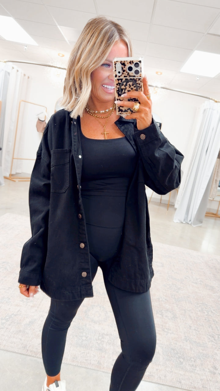 The Porter Oversized Shacket-Black