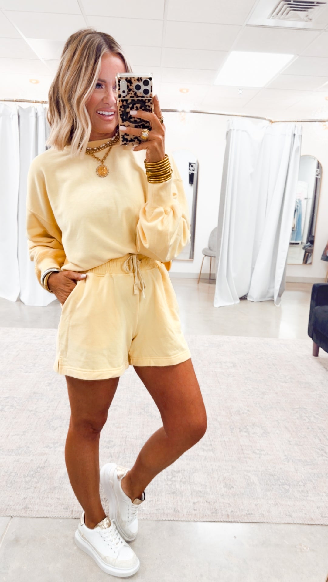 The Cali Washed Short Set-Sweet Corn