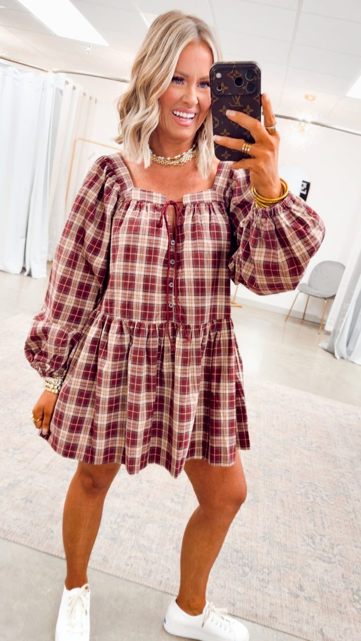 Harvest Checkered Mini Dress