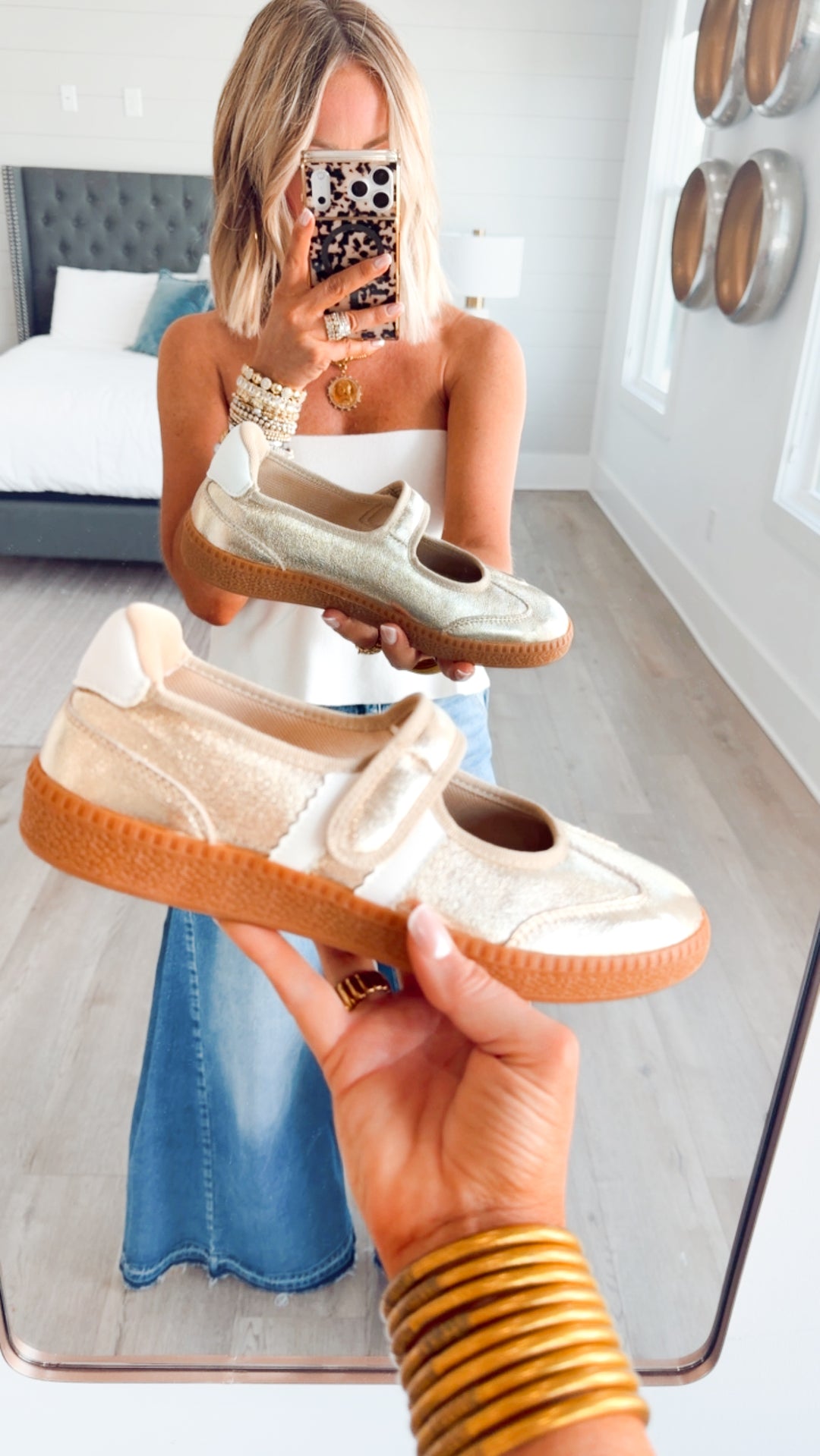 Calm Down Mary Jane Gold Sneaker