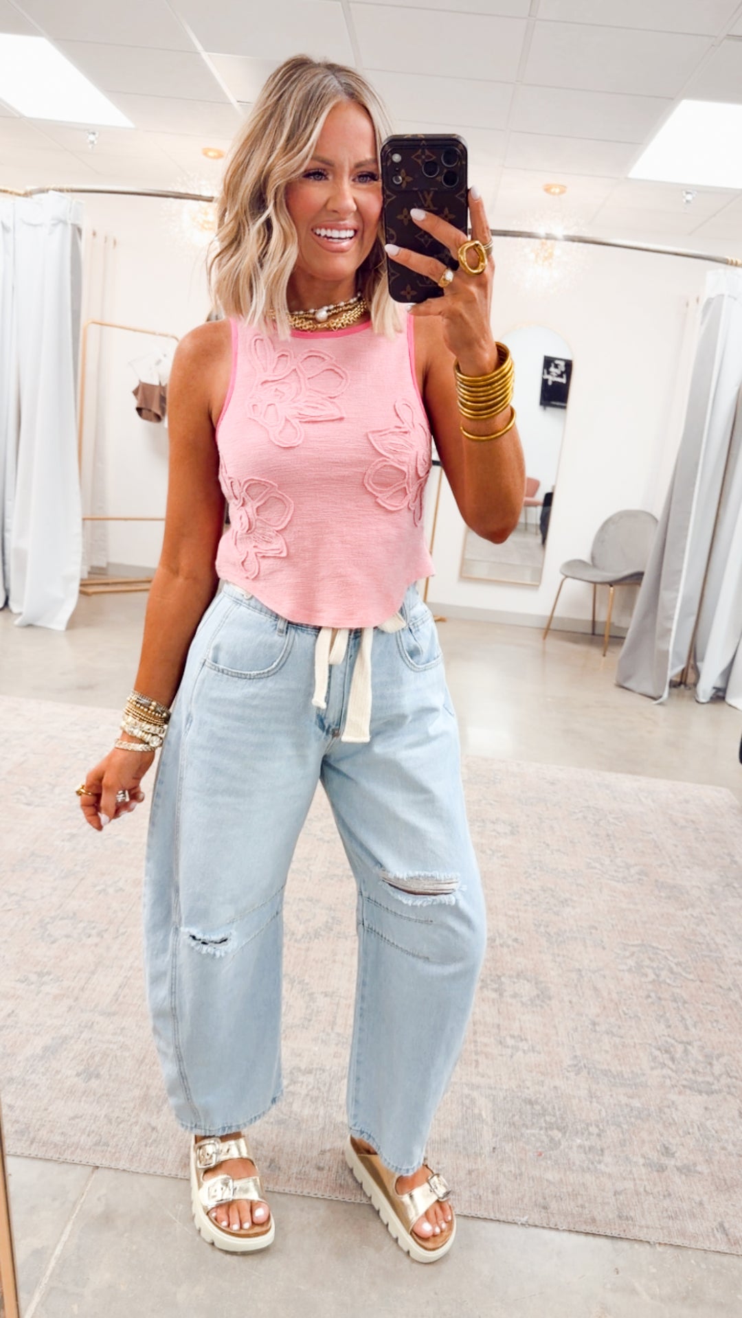 Sweet Stitch Tank-Soft Pink