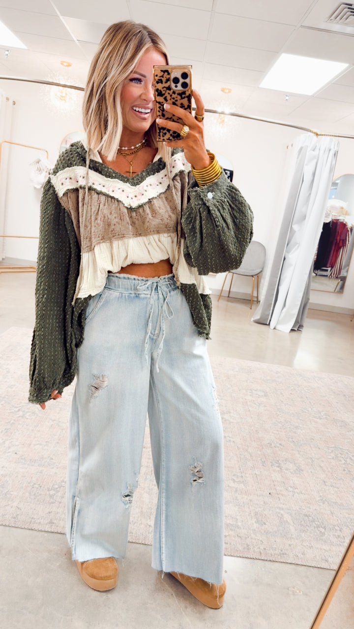 All Retro Hoodie Top-Olive