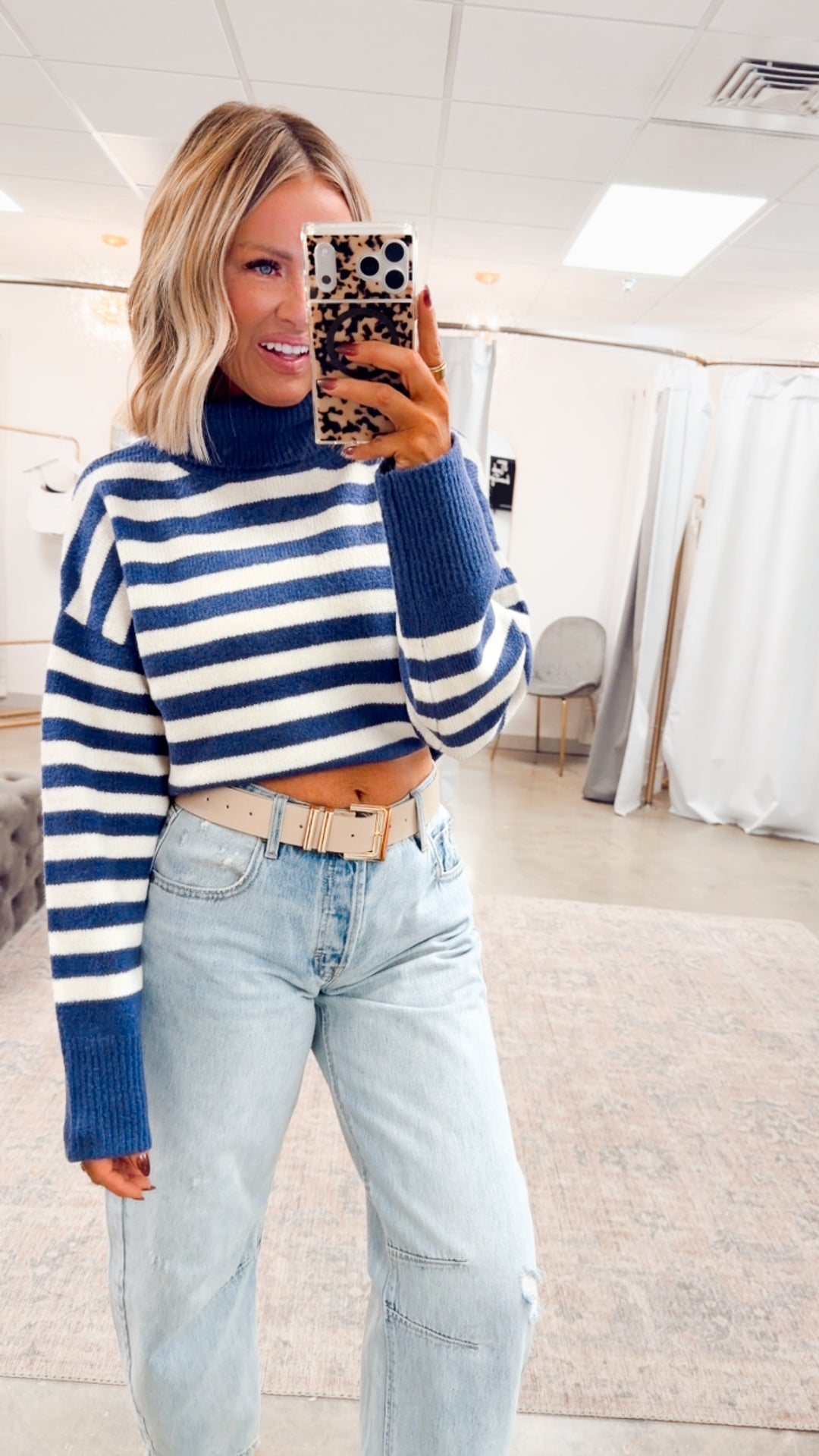 The Suri Sweater-Indigo/Cream