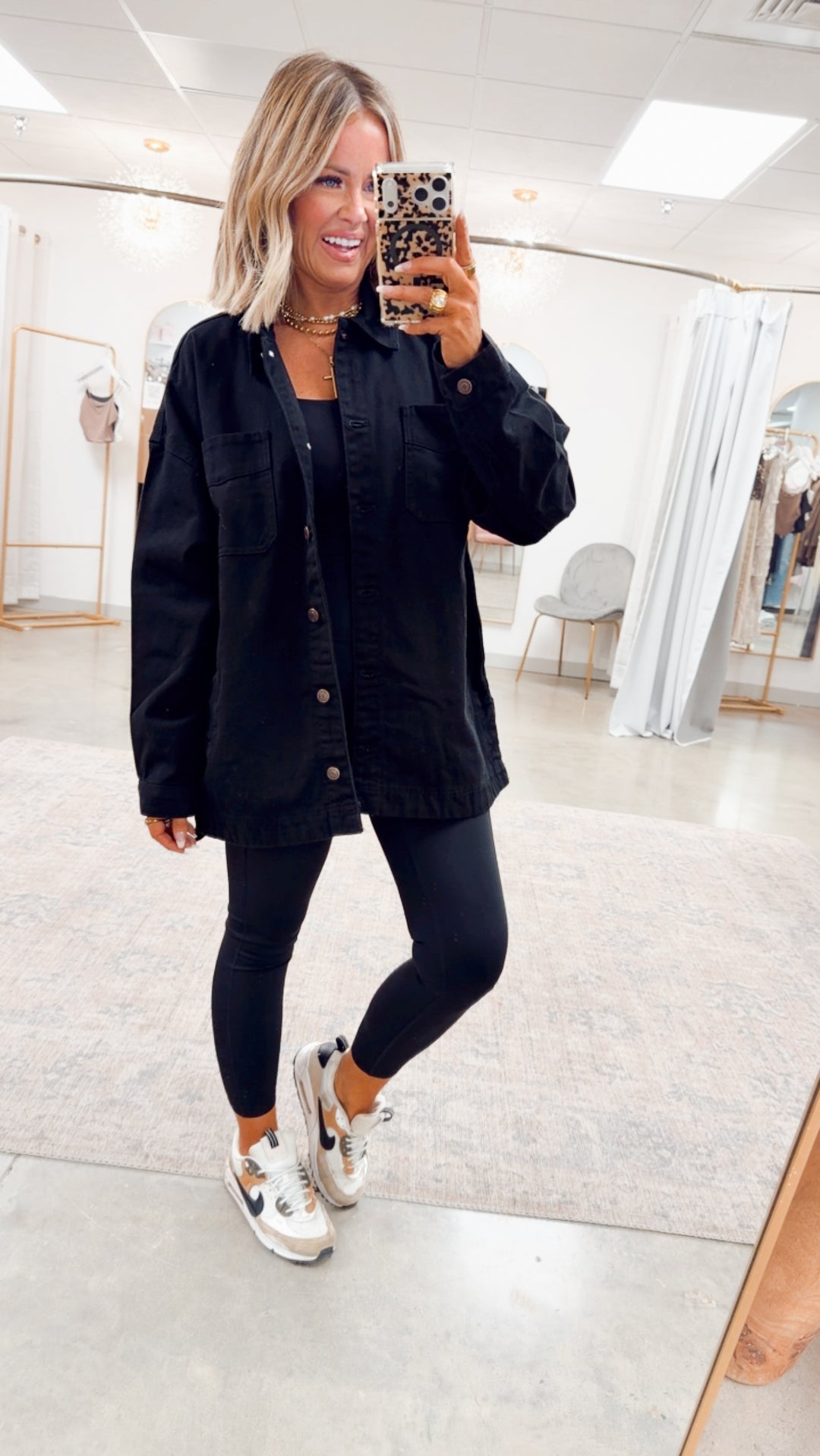 The Porter Oversized Shacket-Black