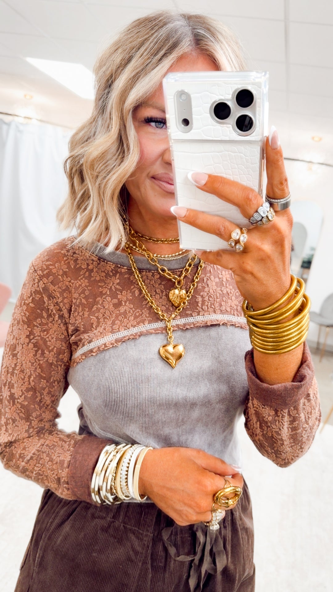 The Laced In Love Top-Cocoa