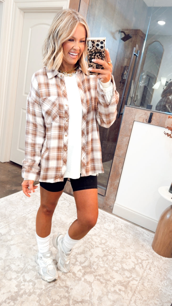 Mocha Flannel Top