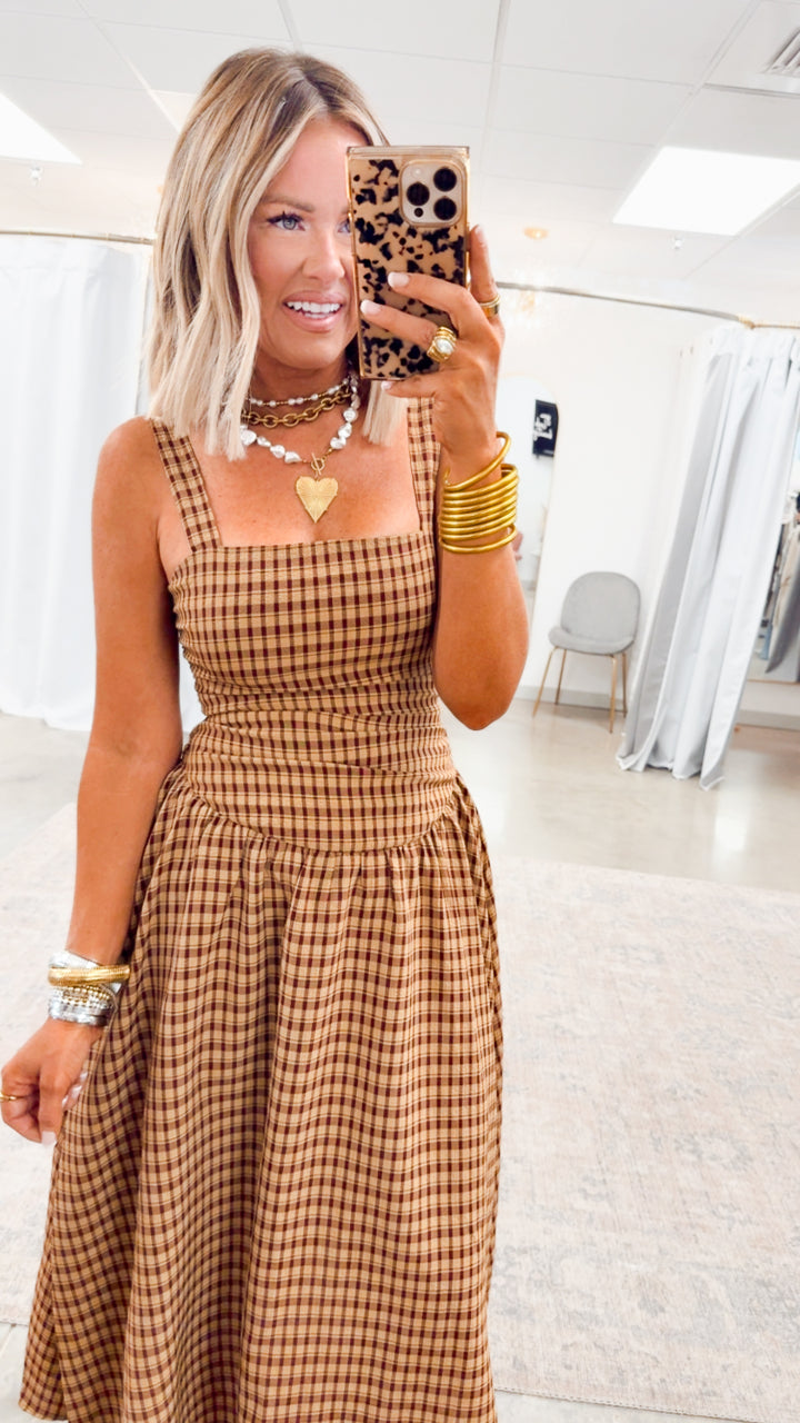 Maisie Plaid Midi Dress