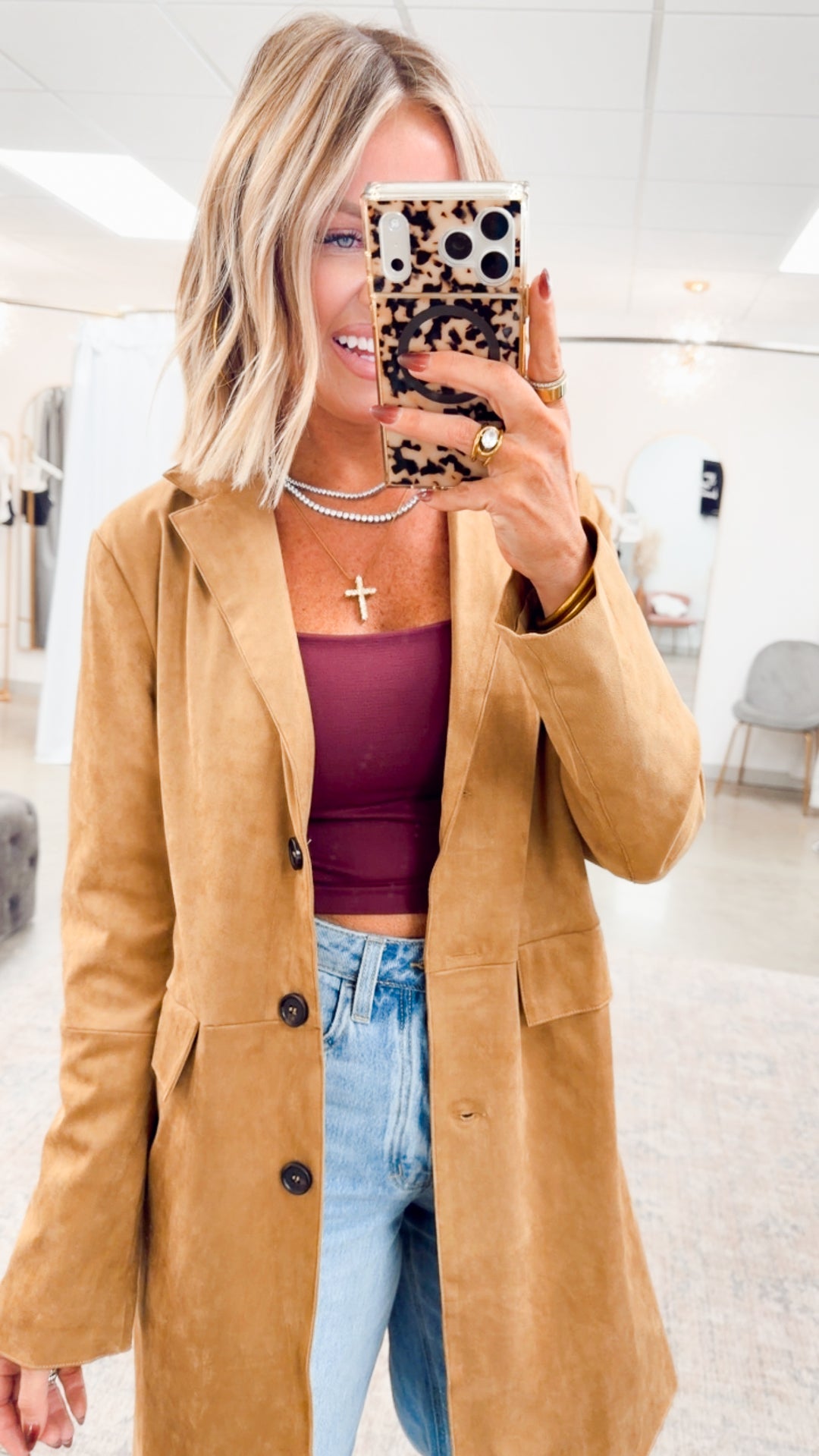 Demi Collared Jacket-Tan