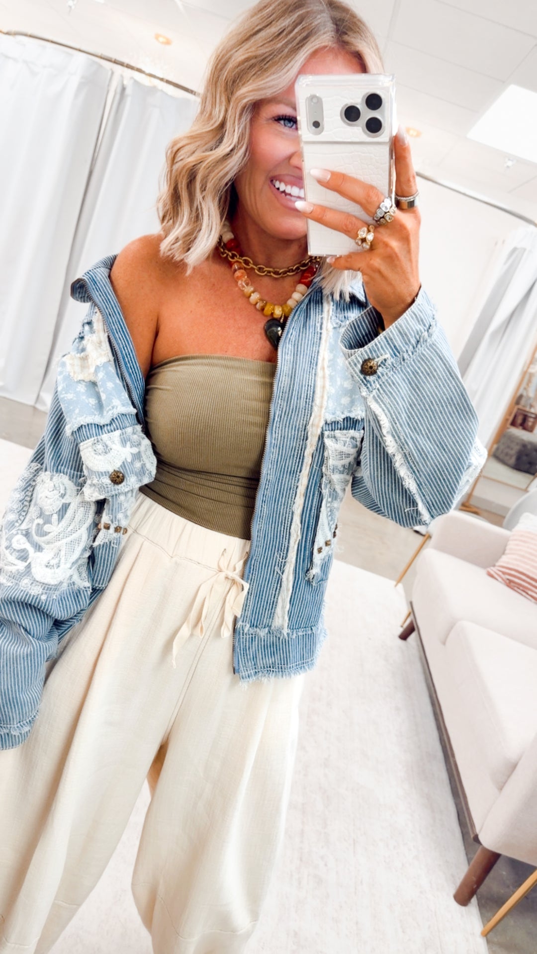 Striped Denim Twill Jacket