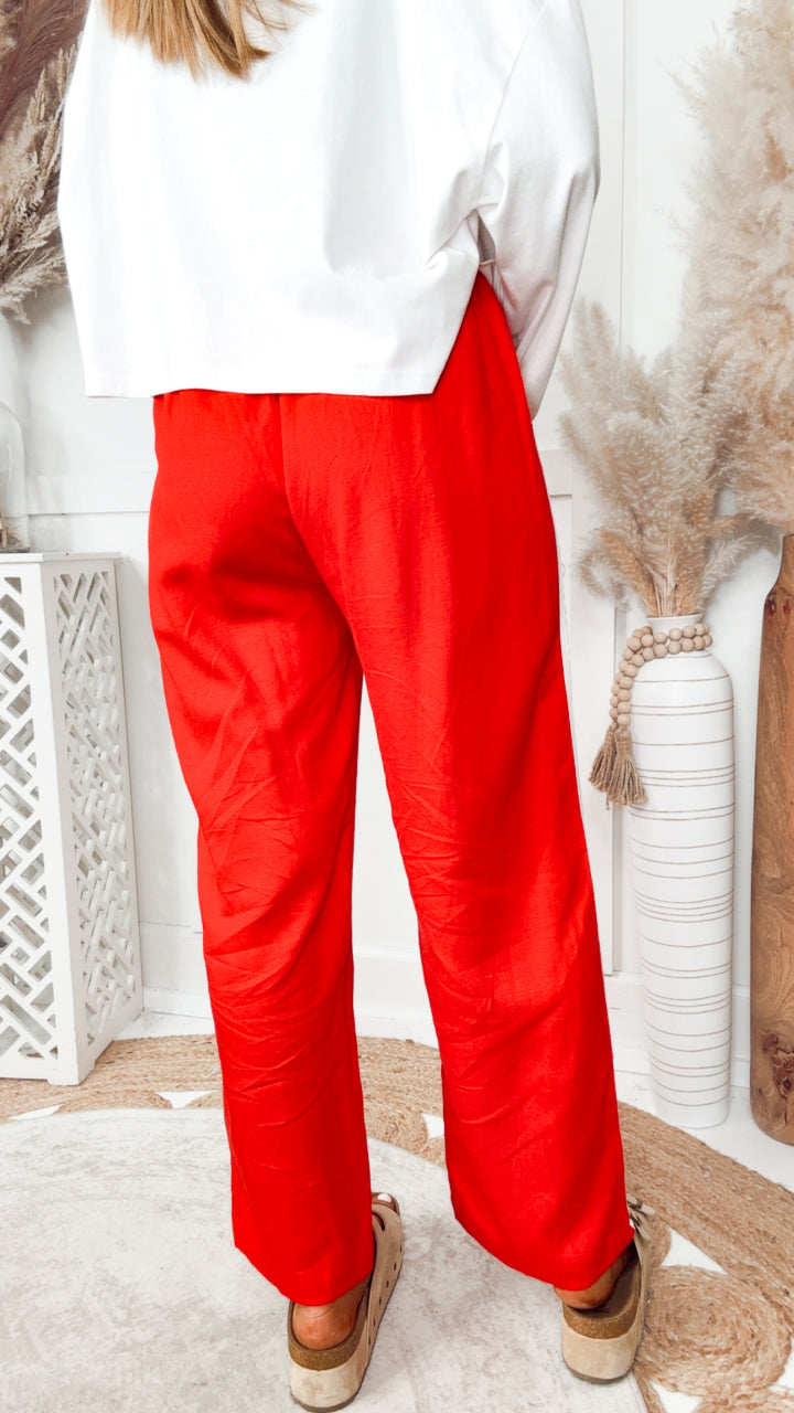 The Gigi Stripe Pants-Red/White