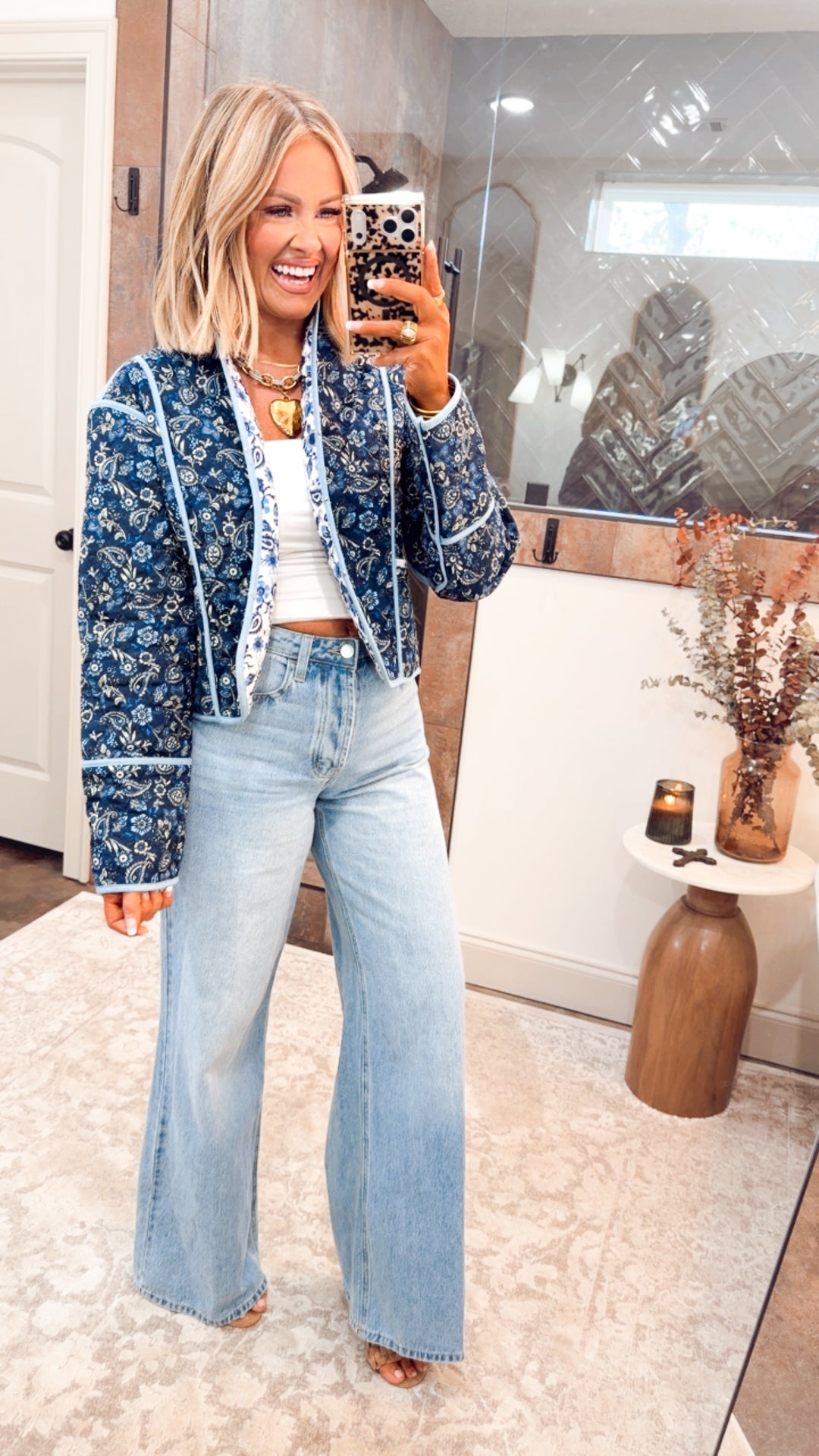 Floral Quilted Cropped Jacket
