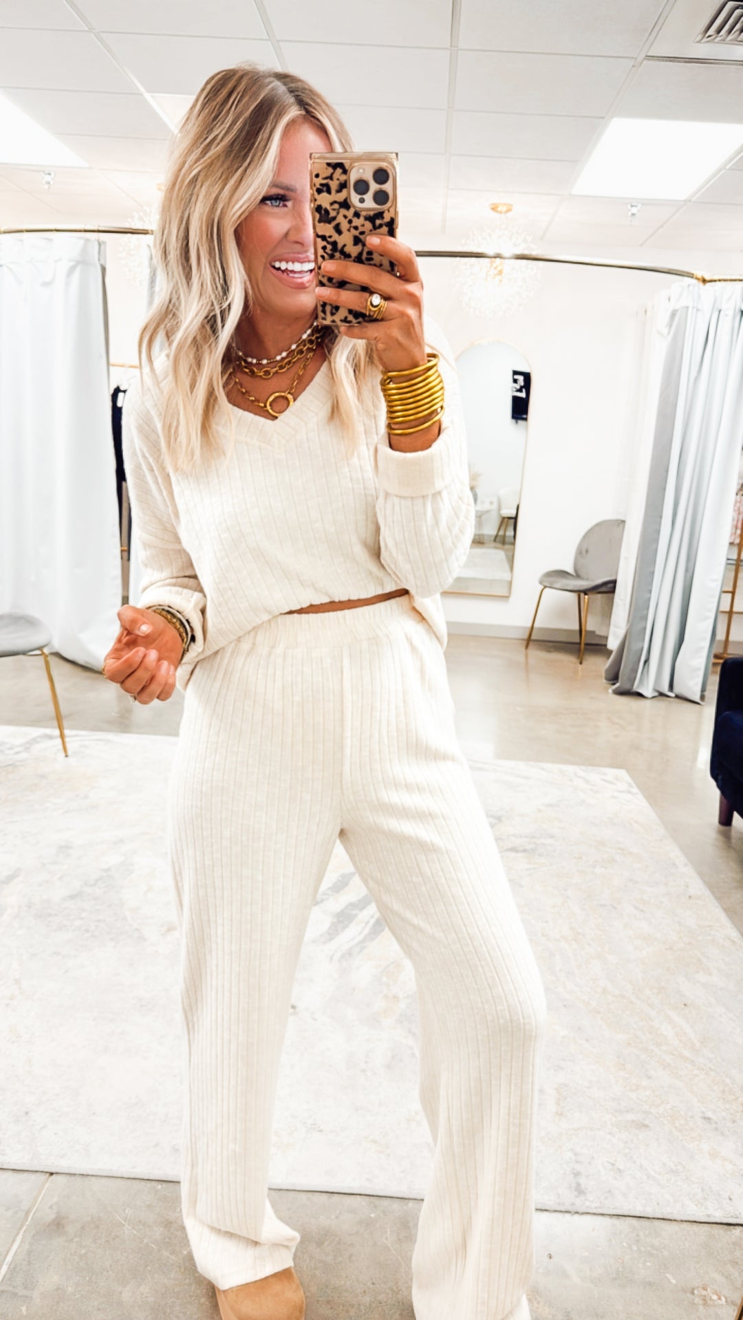 Maxine Lounge Set-Cream