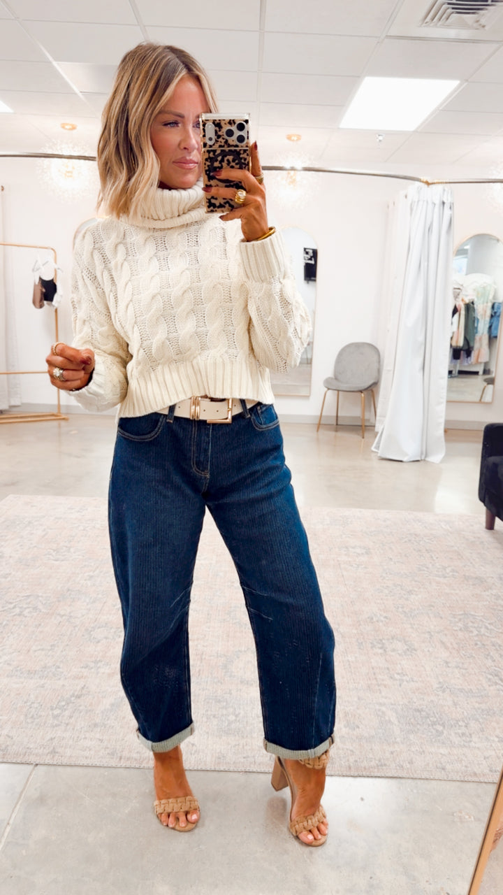 Isabella Turtle Neck Sweater-Cream