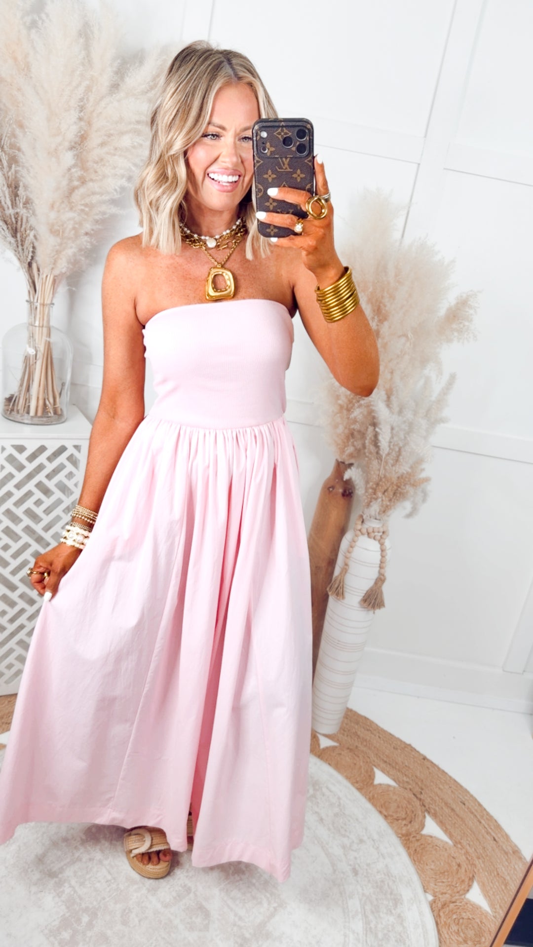 The Tidal Breeze Midi Dress-Soft Pink