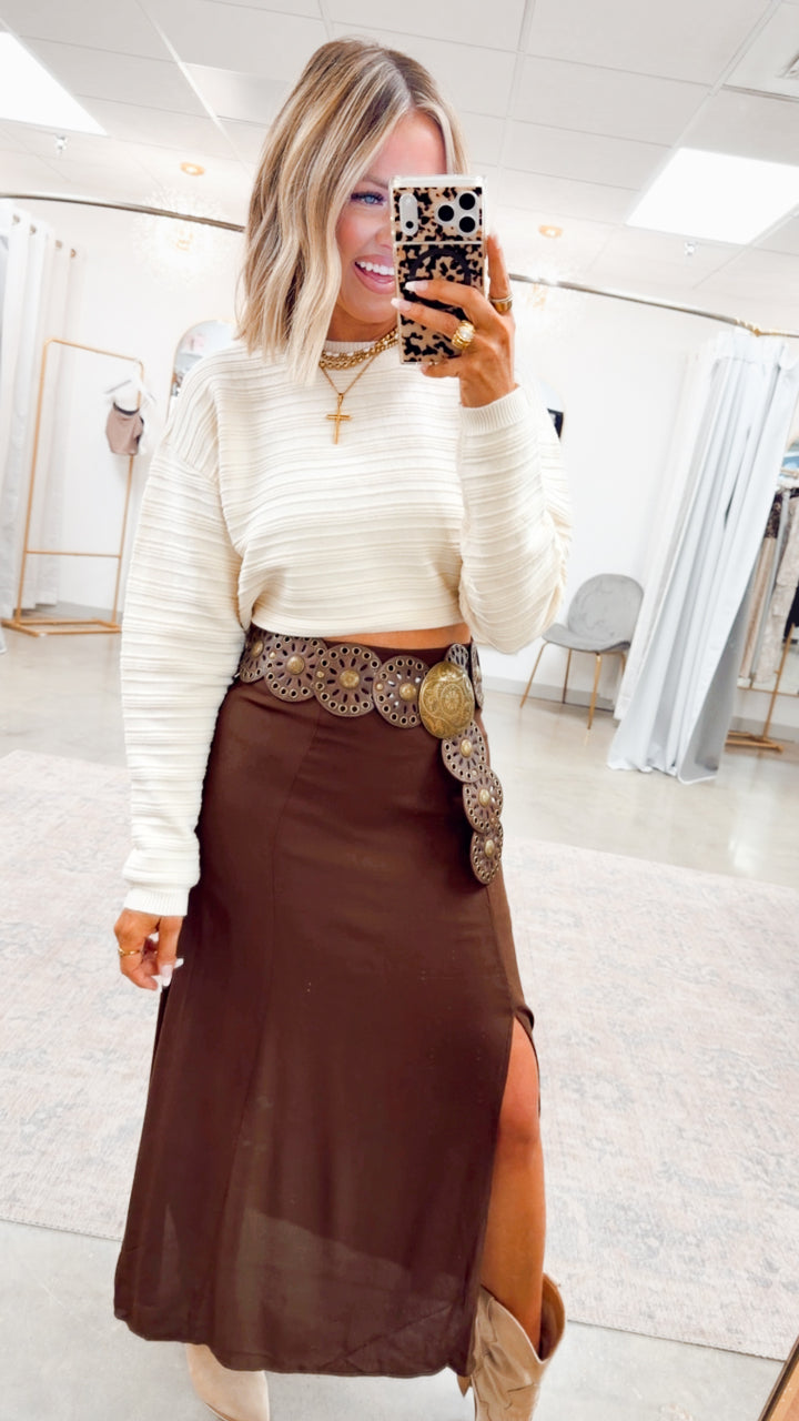 The Marlow Midi Skirt-Brown