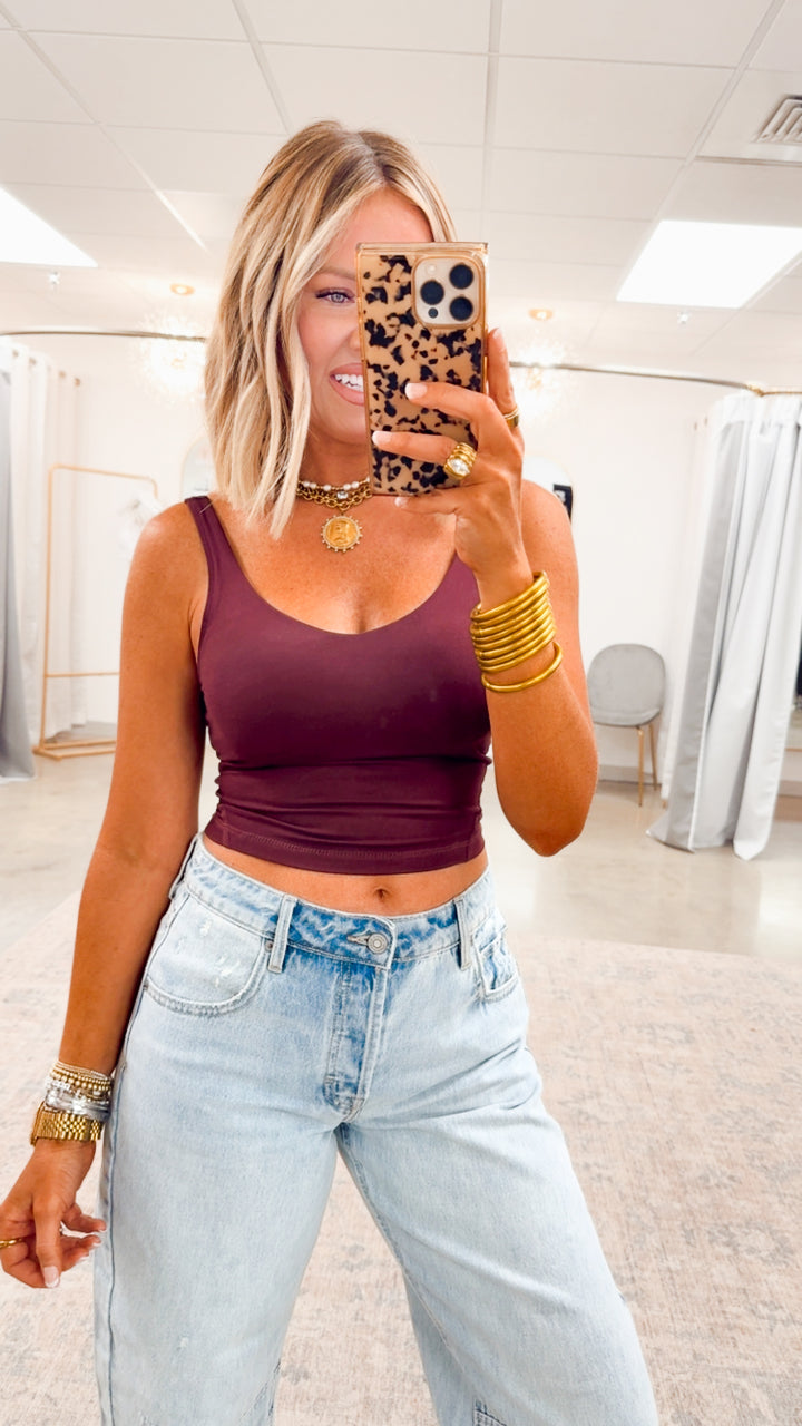 V Neck Yoga Top-Cassis