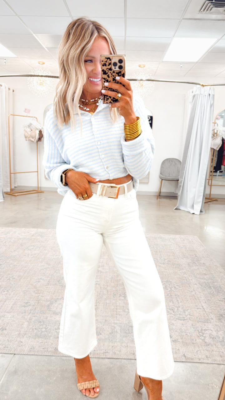 Seaside Stroll Cardigan-Blue Stripe