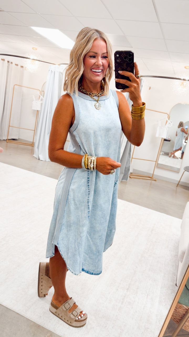 The City Walk Denim Midi Dress