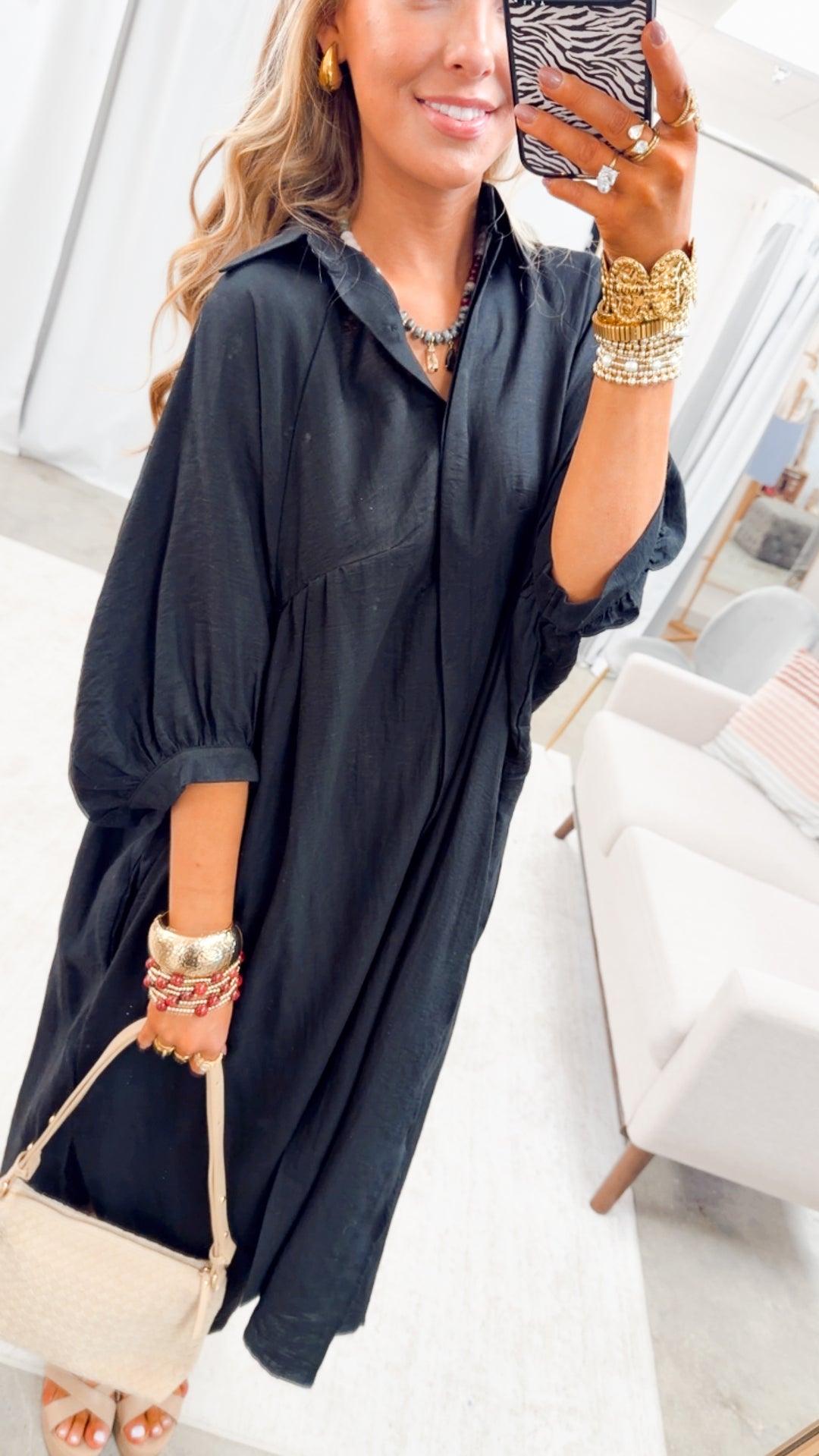 The Haven High-Low Shirt Dress-Black