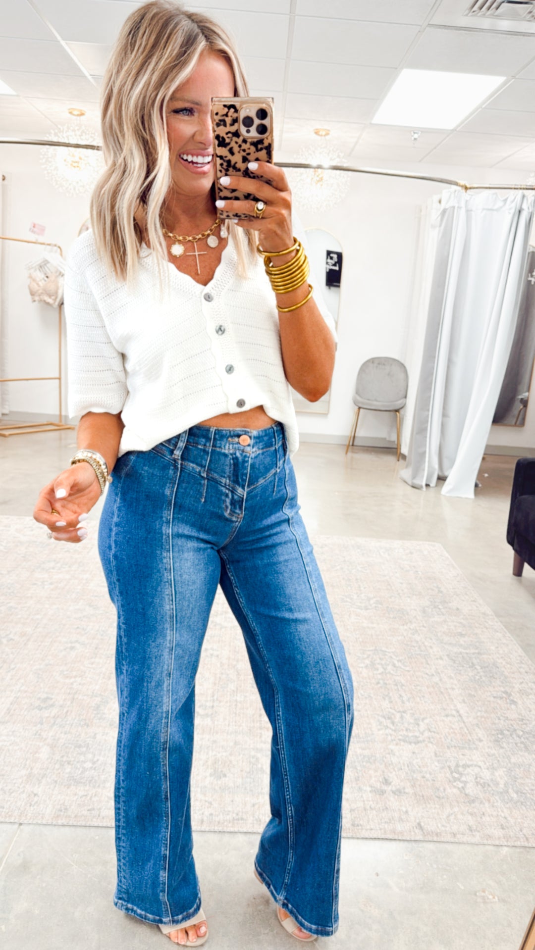 Cierra Scalloped Sweater Top-Off White