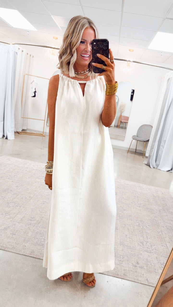 Halter Tie Back Dress-Ivory