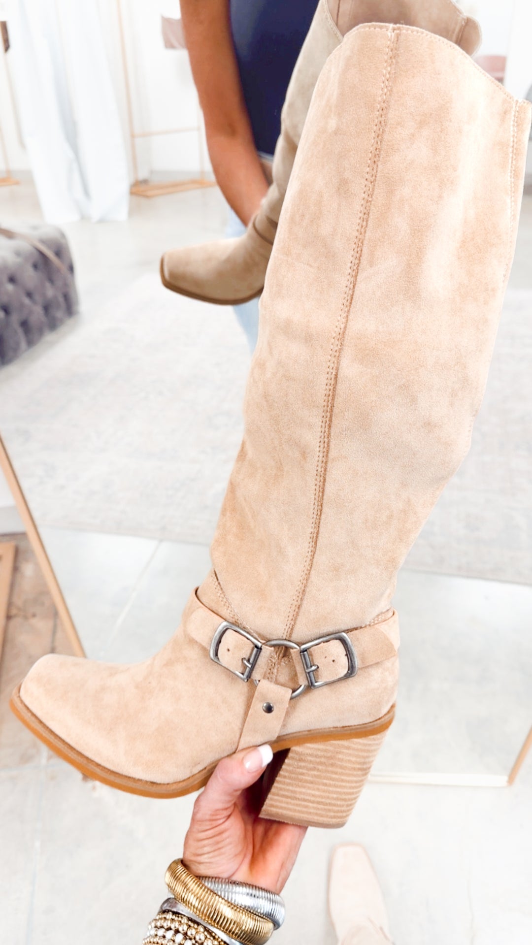 Dahlia Suede Harness Knee Boots