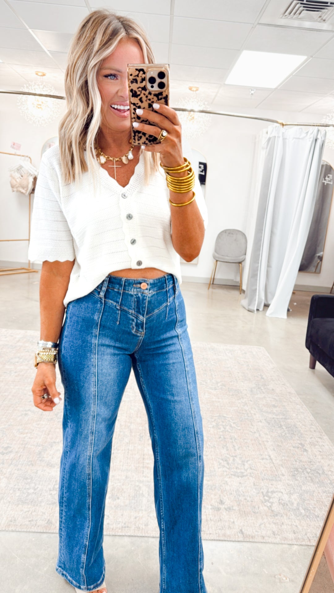 Cierra Scalloped Sweater Top-Off White