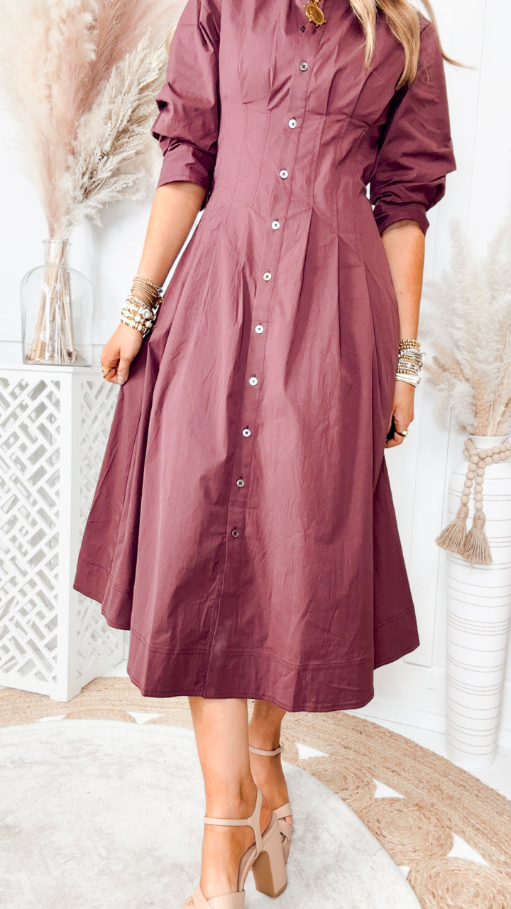 The Saint Claire Dress-Bordeaux