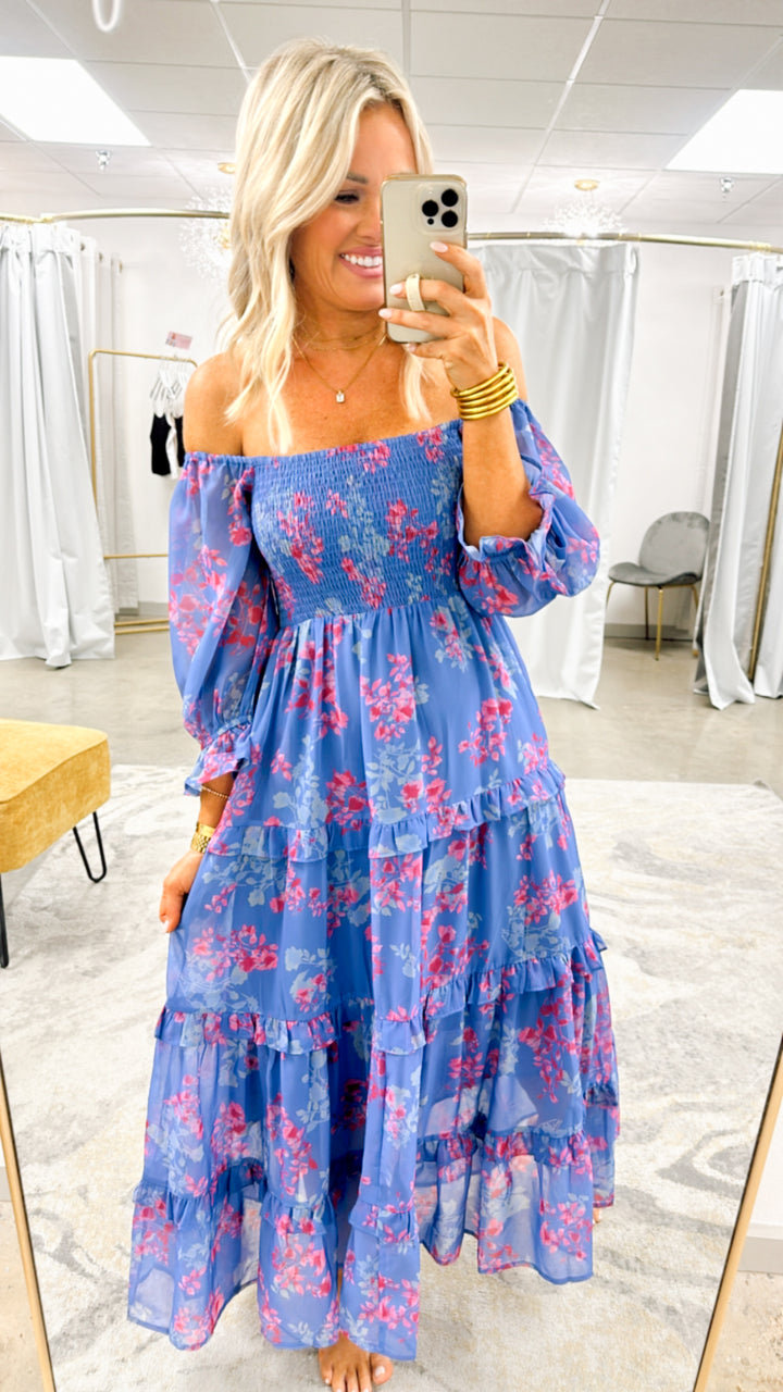 Garden Floral Chiffon Maxi Dress